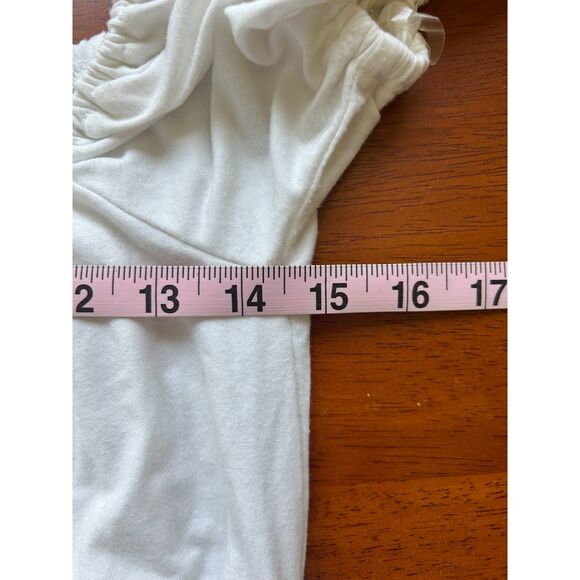 Vintage Y2K babydoll Poof New York Shirt white stretch Size L‎ milkmaid ruched - Picture 11 of 12